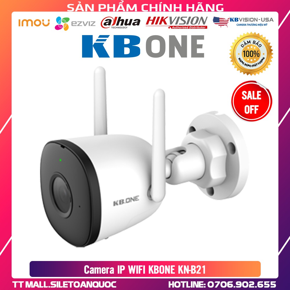 [GIÁ VÔ ĐỊCH] Camera IP WIFI KBONE KN-B21 (Full HD 2MP, hồng ngoại 30m, tích hợp Mic, phát hiện chuyển động)