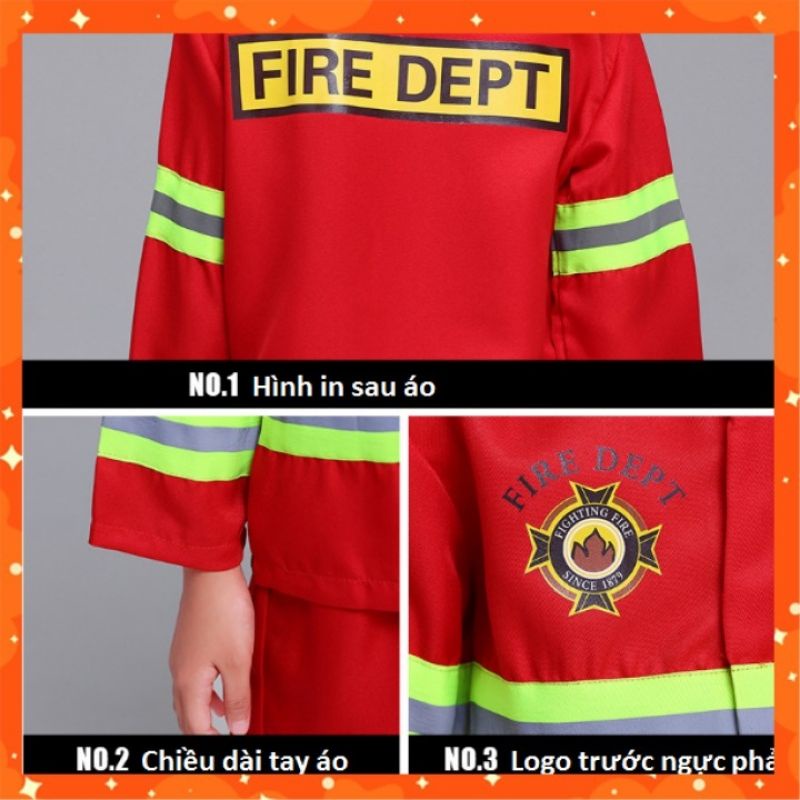 Quà Noel trang phục cứu hỏa trẻ em kèm bình xịt đeo vai