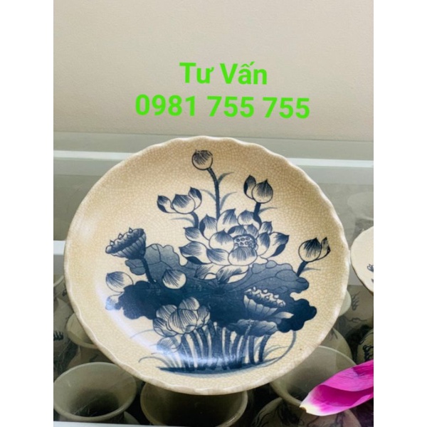 Đĩa đựng hoa quả men rạn trơn Long Phụng BÁT TRÀNG HÀNG LOẠI 1