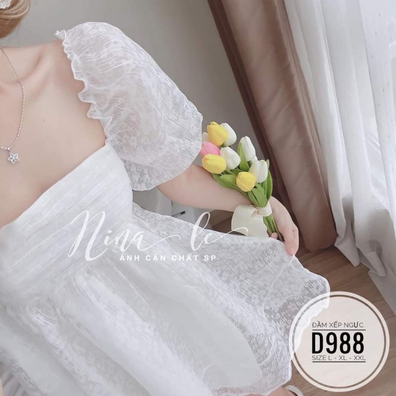 ĐẦM BABYDOLL HỞ LƯNG REN BIGSIZE TRẮNG ĐEN