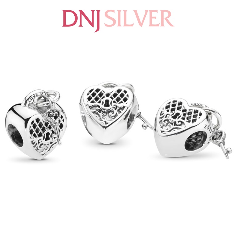 [Hàng cao cấp] Charm bạc 925 cao cấp, hàng chuẩn bạc - Charm Love You Heart Padlock thích hợp để mix vòng tay charm