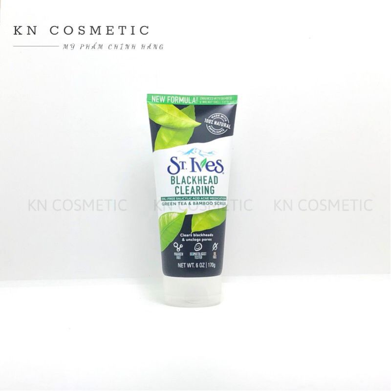 Sữa Rửa Mặt Tẩy Tế Bào Chết Chiết Xuất Trà Xanh ST.IVES BLACKHEAD CLEARING GREEN TEA SCRUB 170g