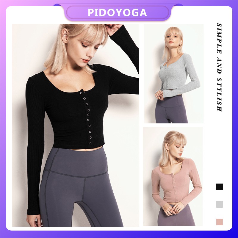 Threaded Sports Top Women'S Long-sleeved Slim Breathable Quick-drying Clothes Round Neck Yoga Running Fitness Suit