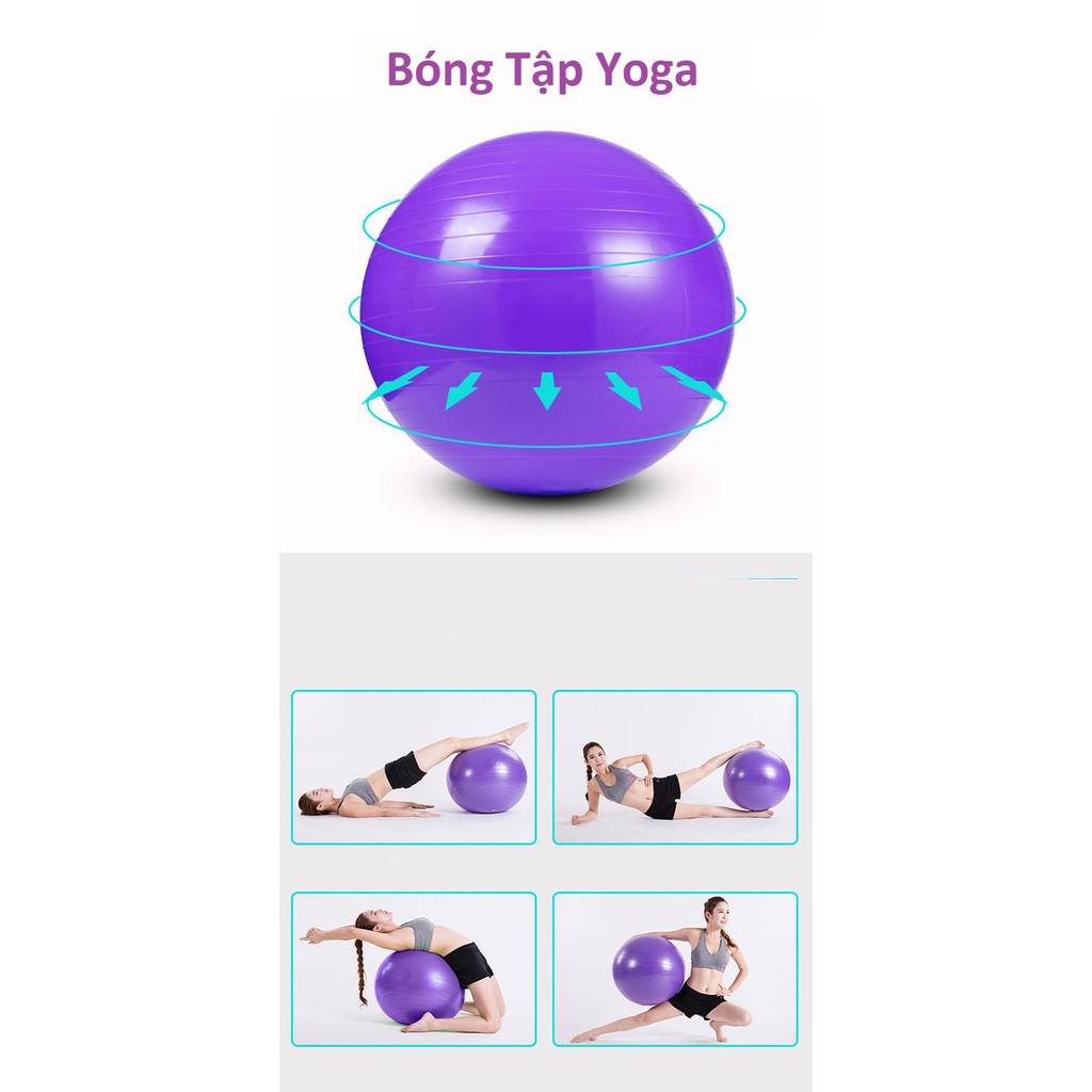 [Mã BMINC50 giảm 50K đơn 99K] Bóng Yoga Trơn 65cm Loại Dày ( Tặng Bơm Và van chặn khí) FEIERDUN-BT65