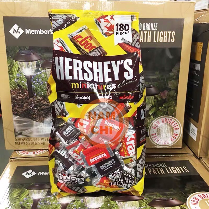 [DATE MỚI] Socola Hershey's Miniatures 1.58kg Hỗn Hợp 4 Loại Socola Mỹ 180 Viên CHUẨN COSTCO