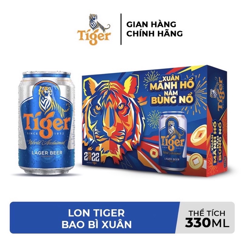 Hỏa Tốc TP Hà Nội - Thùng 24 lon bia Tiger 330ml/lon phiên bản Tết 2022