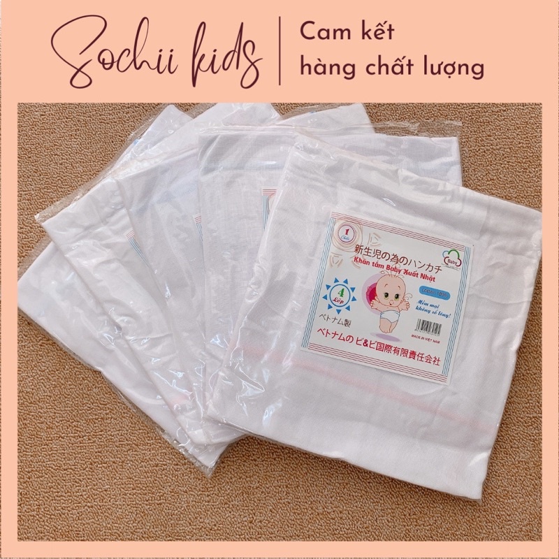 Khăn tắm xô 4 lớp xuất Nhật kích thước 70x70cm siêu mềm, an toàn cho bé SoChi_Kids