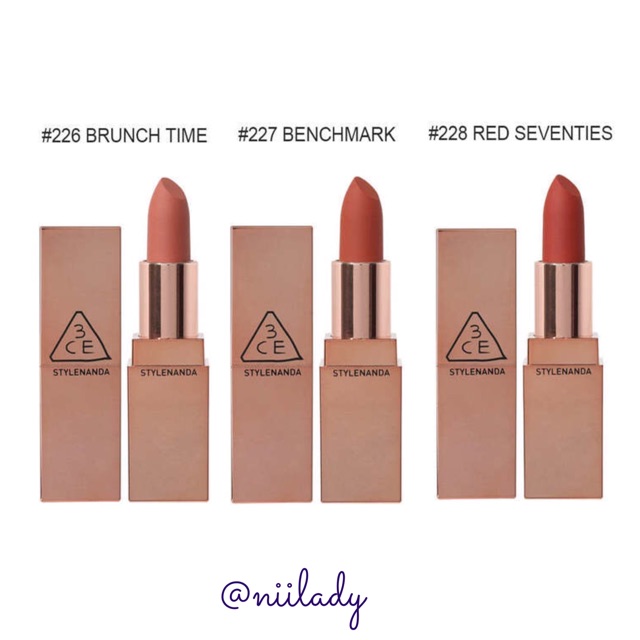 (226, 227, 228) Son 3CE Matte Lip Color