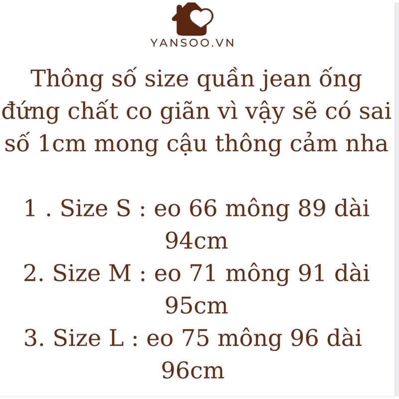 Quần jean nữ ống đứng  , quần bò ống rộng  , ống đứng cạp cao chất co giãn túi trước phong cách Hàn Quốc  YANSOO