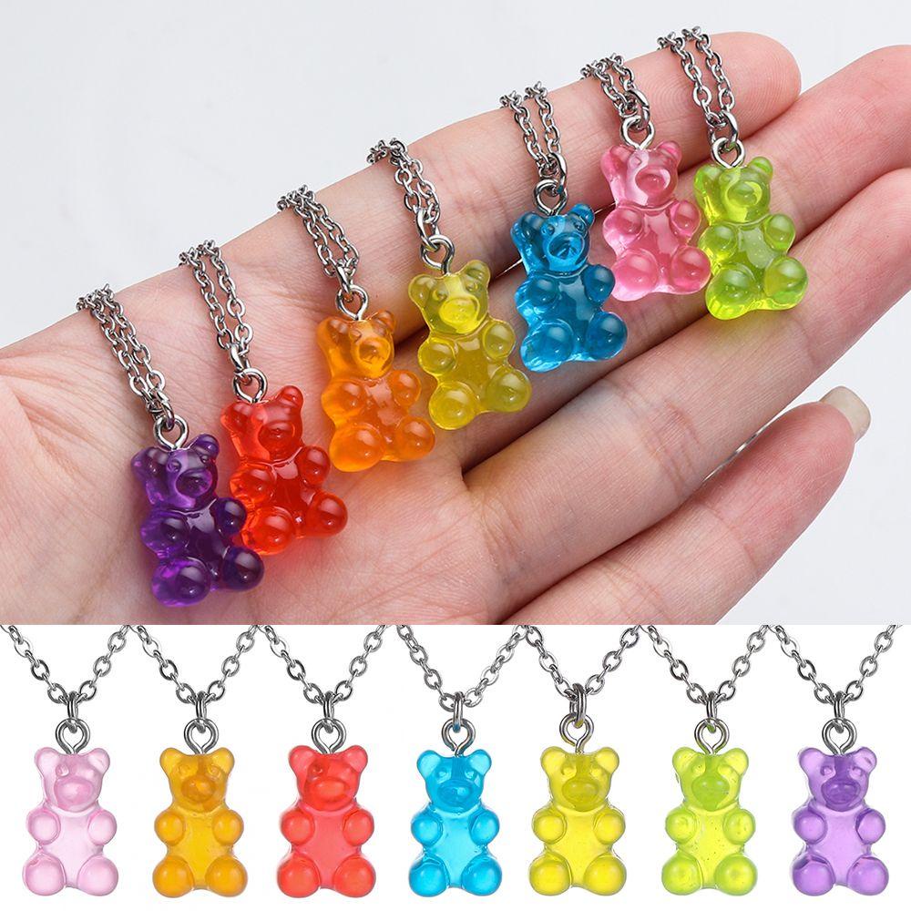 Mặt Dây Chuyền Bằng Thép Hình Gấu Resin DIY