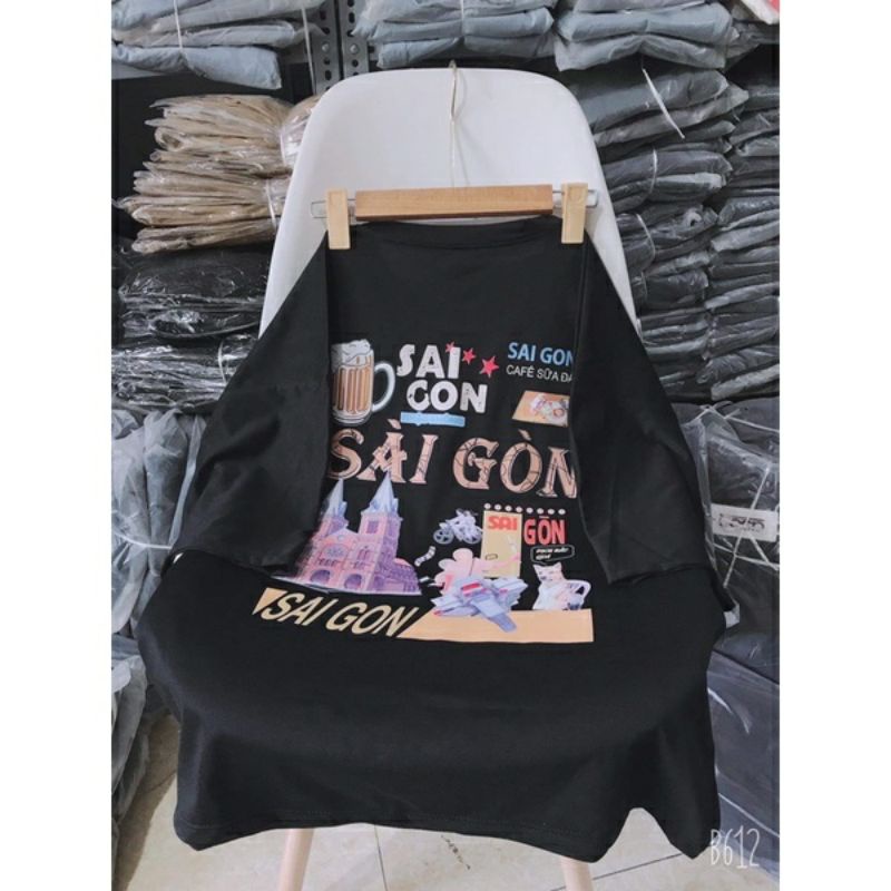 ÁO THUN TAY LỠ SÀI GÒN ƠI 2 MÀU ĐEN TRẮNG KUTE PHỐ THỜI TRANG HOTTEEN