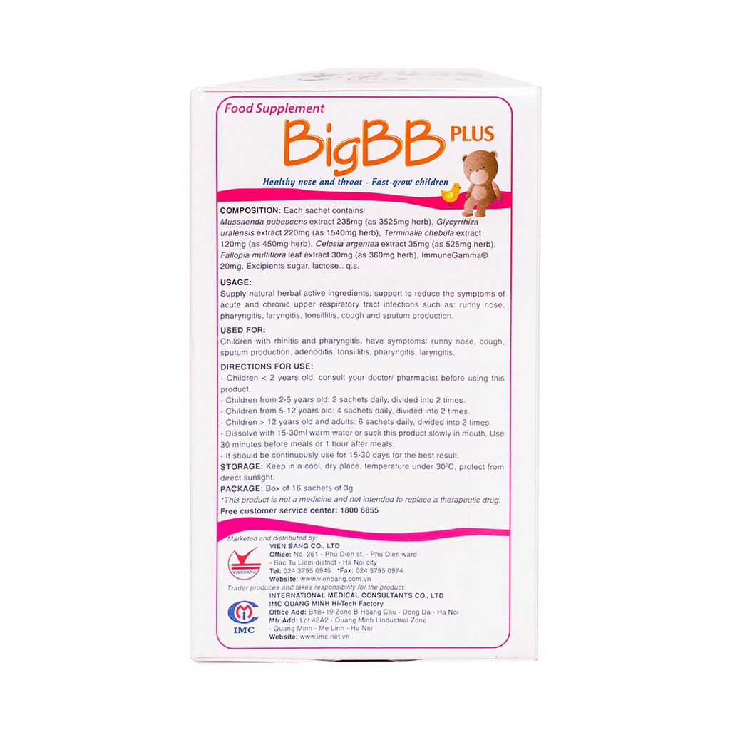 [Chính Hãng ] BigBB Plus (Hộp 16 Gói) - Giảm Nhanh Triệu Chứng Viêm Mũi Họng - Victory Pharmacy