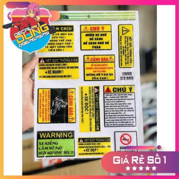 Bộ 11 tem cảnh báo keo nổi