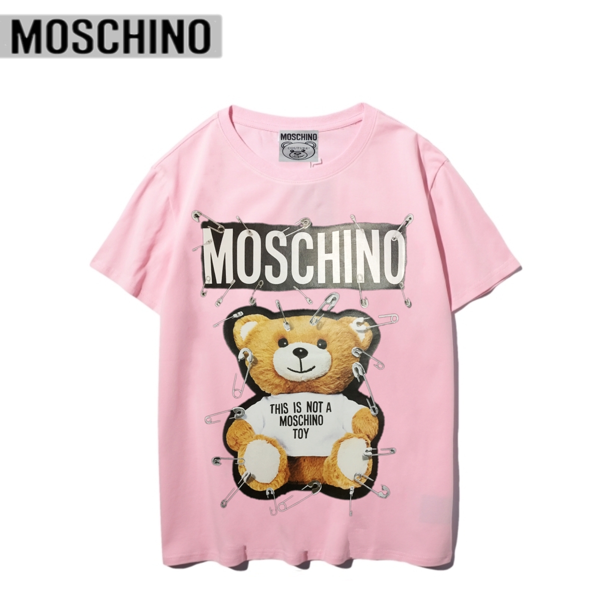 Áo Thun Tay Ngắn Cổ Tròn In Hình Gấu Moschino Thời Trang Dễ Thương