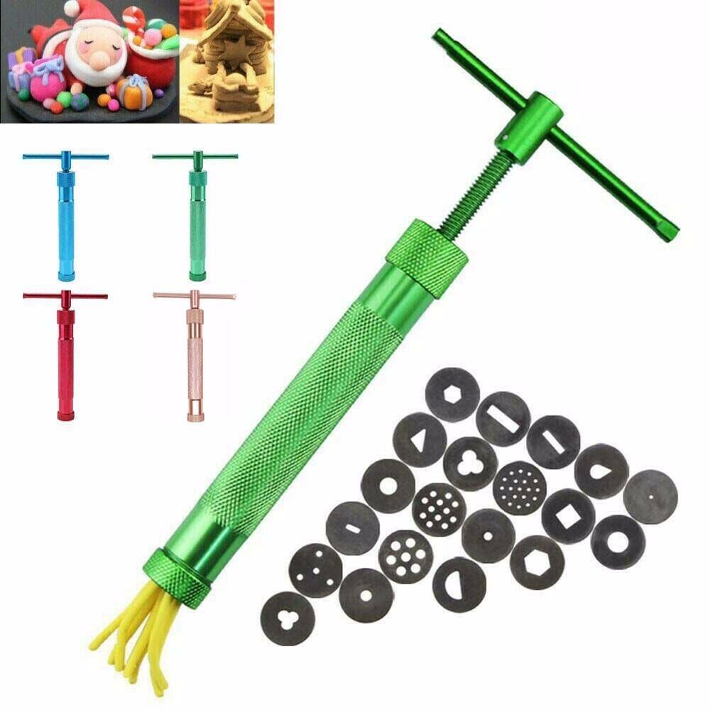 Dụng cụ đùn sáng tạo để điêu khắc làm đồ nướng đồ gốm bánh ngọt kẹo mềm xoay được với 20 đĩa phụ kiện tự làm thủ công