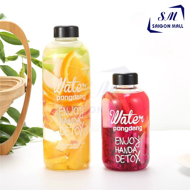 [Mã 155LIFESALE giảm 8% đơn 99K] Chai thủy tinh đựng nước DETOX PONGDANG 1000ml