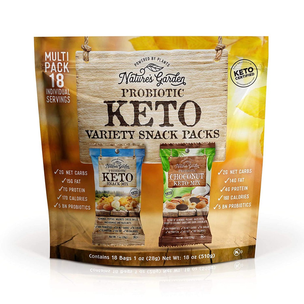 Keto snack - 18 gói hỗn hợp hạt ăn vặt gồm 7 loại hạt, dừa sấy, chocolate, phô mai sữa chua cho người ăn kiêng.