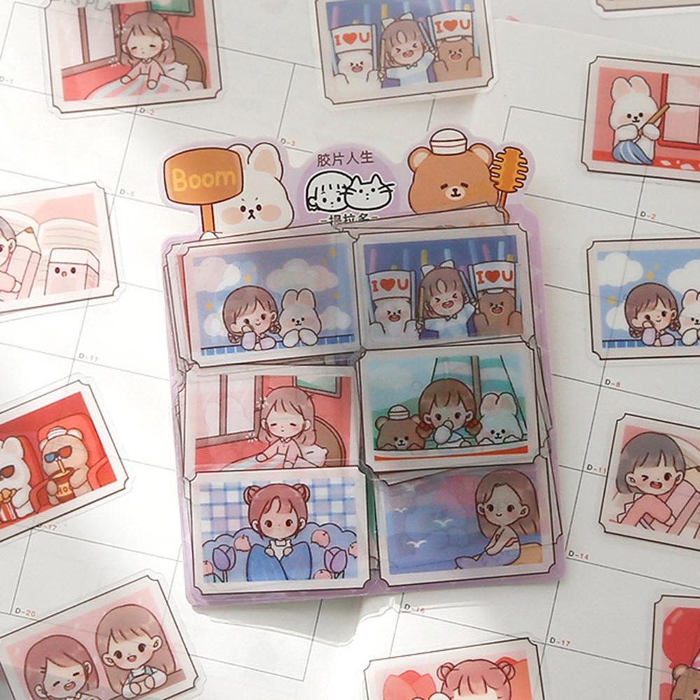 Set 40 Nhãn Dán PVC Chống Nước Hình Cô Gái Hoạt Hình Trang Trí Sổ Tay DIY