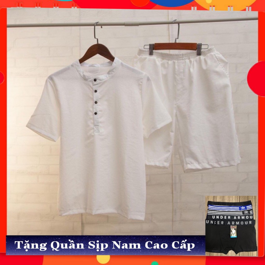Bộ đũi nam ngắn tay cổ tàu siêu thoáng mát - Quần áo đũi nam trẻ trung - TM02