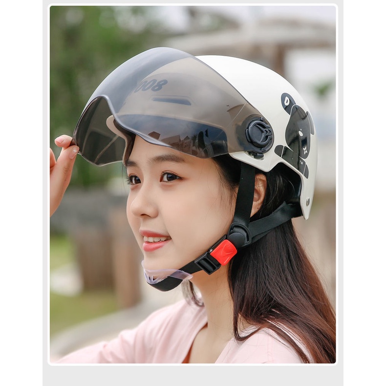 Mũ Bảo Hiểm Xe Máy Điện Hình Tai Mèo Che Nắng Dễ Thương