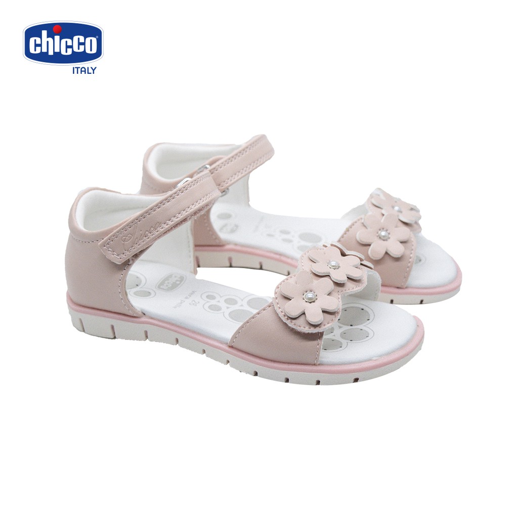 Sandal mát-xa chân bé đính hoa Chicco – Hồng Pinky