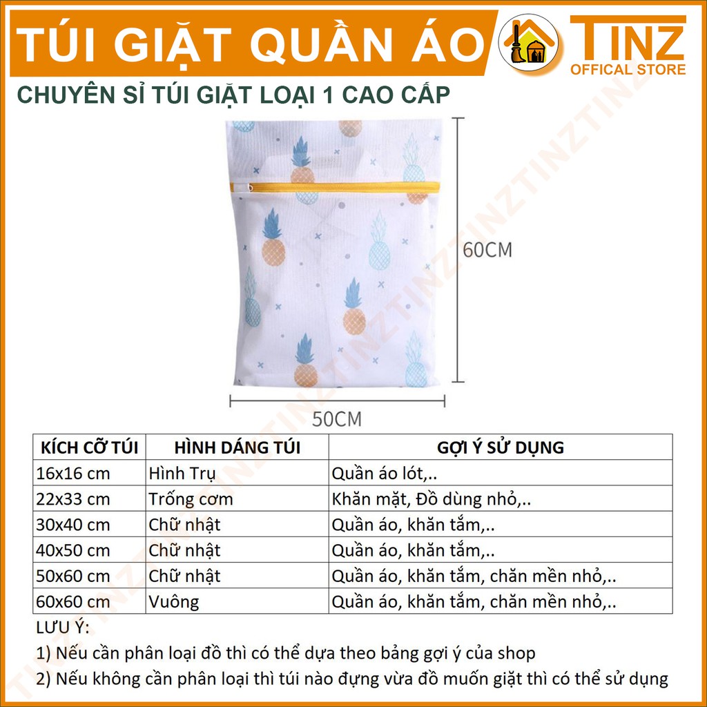 Combo 6 Túi Giặt TINZ VN Trái Thơm, Túi Lưới Giặt Đựng Áo Quần Cao Cấp Dành Cho Máy Giặt