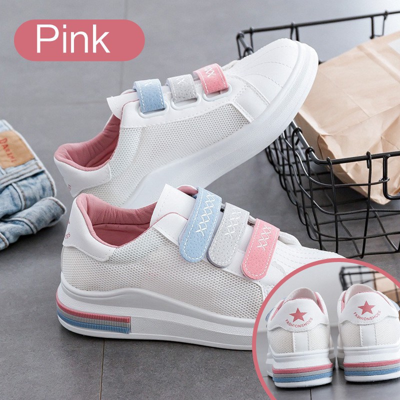 Giày bata đế bằng thiết kế đường viền 3 màu thông thoáng cho nữ | BigBuy360 - bigbuy360.vn