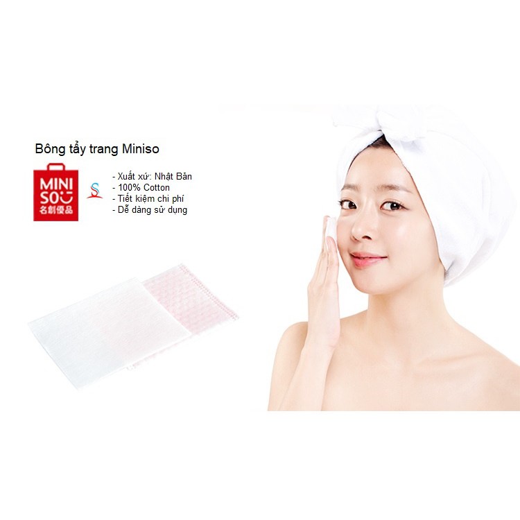 Bông tẩy trang Miniso Nhật Bản 1000 miếng chuyên dùng đắp nước hoa hồng , toner , lotion