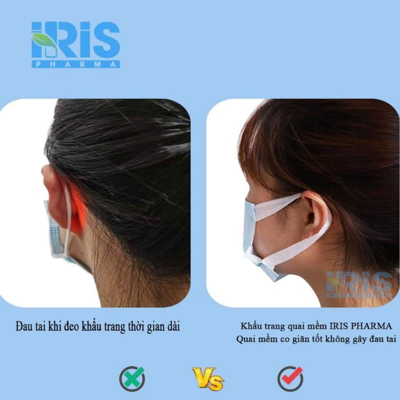 khẩu trang ko đau tai iris pharma