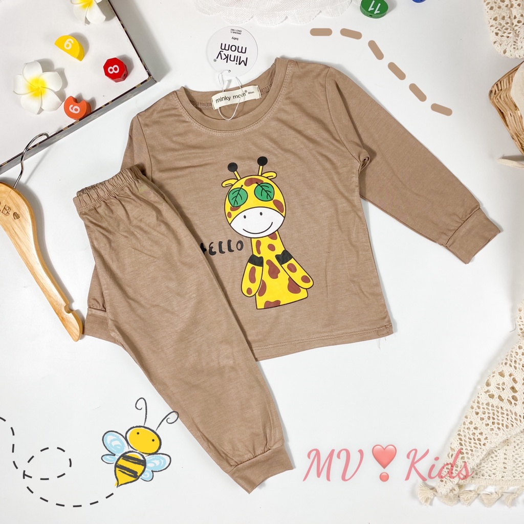 [SALE]Bộ Dài Tay Cho Bé Trai, Bé Gái Minky Mom Vải Thun Lạnh Hoạ Tiết Sư Tử Bịt Mắt, Đồ Bộ Cho Bé Mặc Thu Đông MKMTD2156