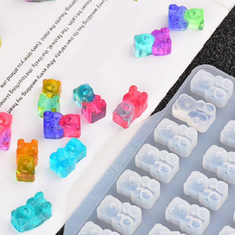 Khuôn Silicone Tạo Hình Làm Mặt Dây Chuyền Hình Gấu Diy