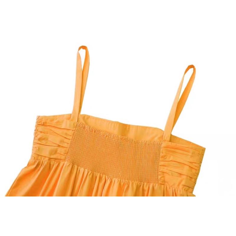 Đầm dây ZA maxi dáng dài bo chun cháy dáng xoè chất kate