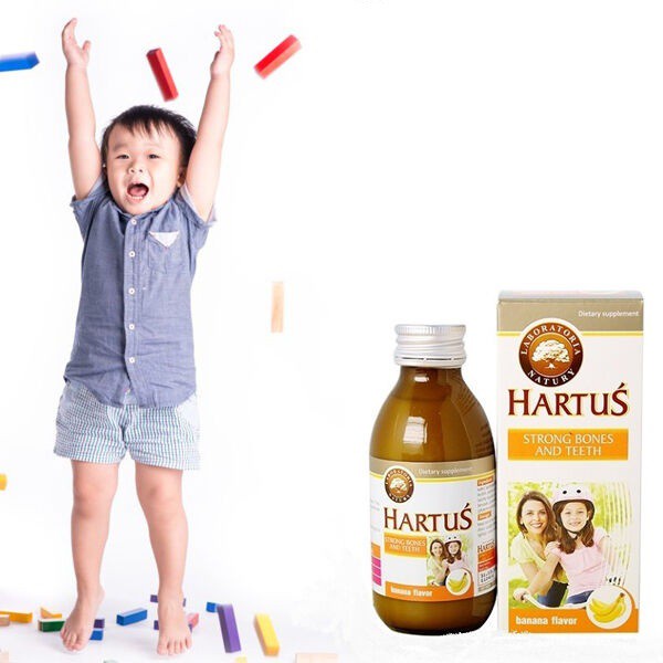 Hartus strong bones and teeth – Hỗ trợ bổ sung canxi, d3, k2 giúp phát triển xương răng ở trẻ nhỏ (150ml)