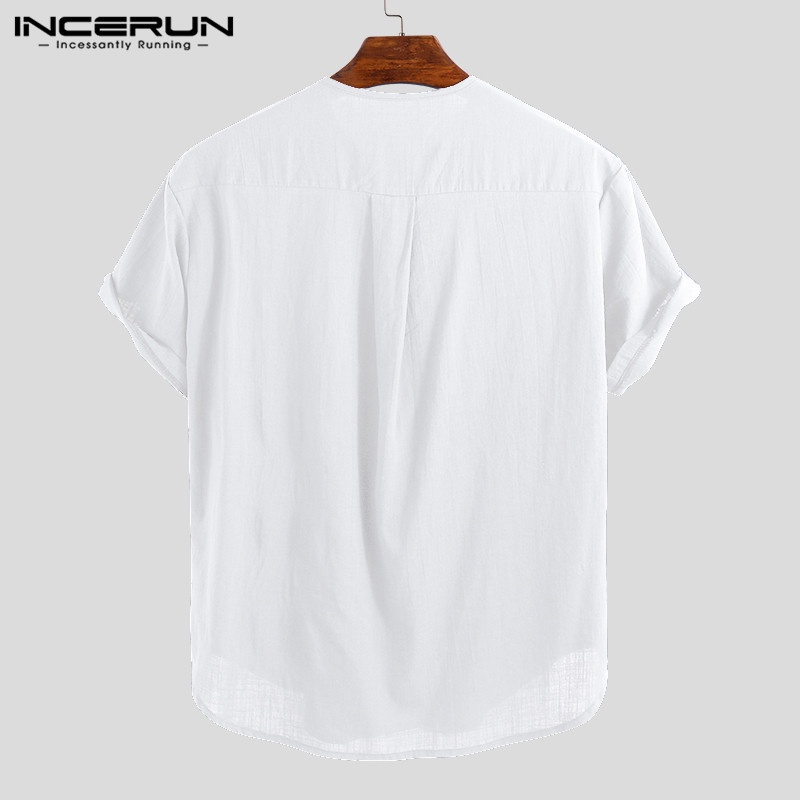 Áo Kiểu INCERUN Cổ Chữ V Phong Cách Retro Cho Nam