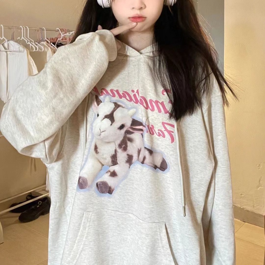 SUXI Áo Hoodie Thể Thao Dáng Suông Thời Trang Xuân Thu Cho Nữ