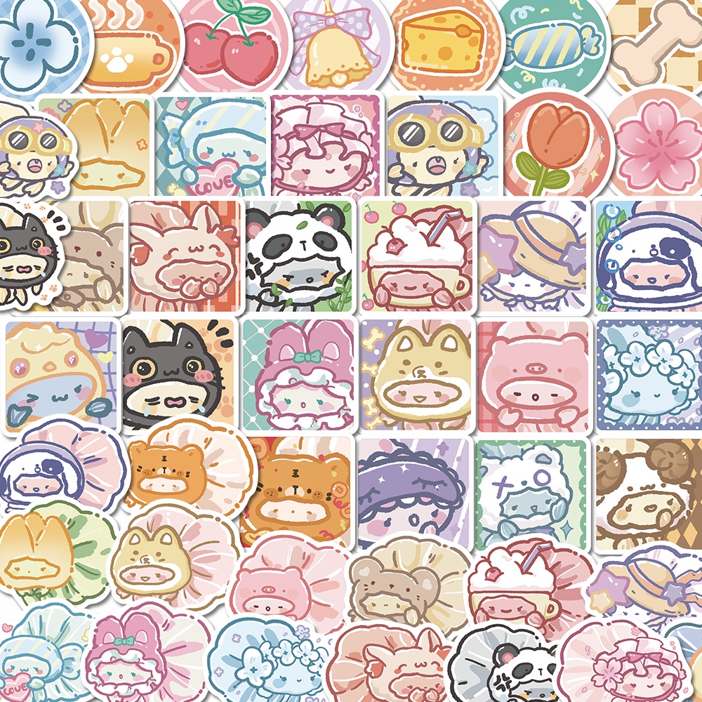 Bộ 50 Miếng Dán Trang Trí Laptop Chống Thấm Nước Hình Cá Vàng Hoạt Hình Dễ Thương