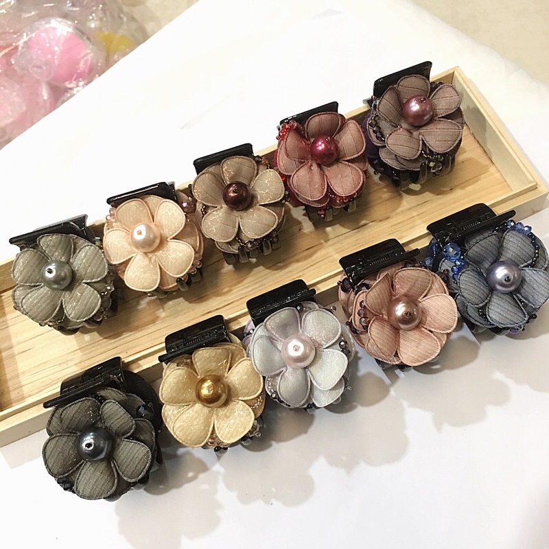 Kẹp tóc càng cua đính hoa lụa:hàng loại 1,nhiều mẫu