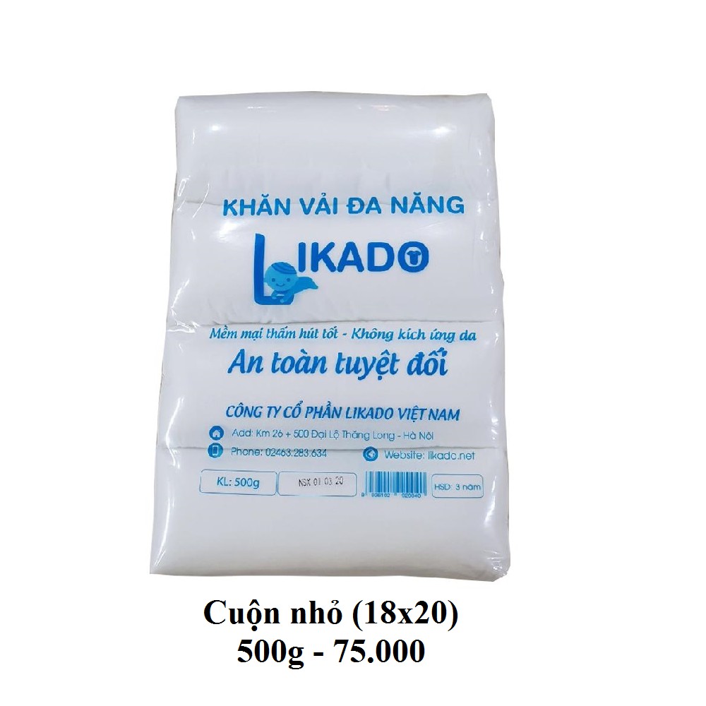 [LIKADO] Khăn vải khô đa năng likado 500g dạng cuộn kích thước (18x20)(330 tờ)(3 gói)