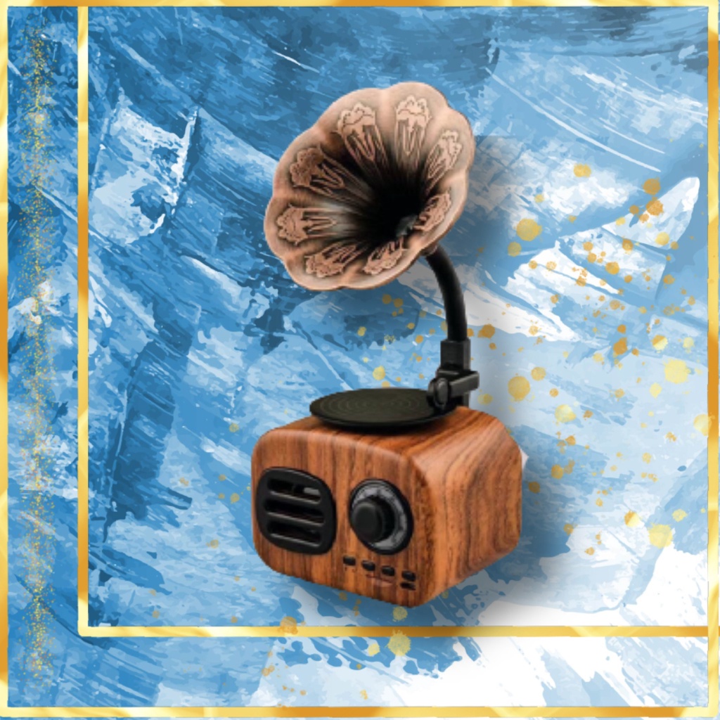 Loa Bluetooth Mini Kiểu Dáng Cổ Điển Vân Gỗ Vintage Decor Phòng Cực Đẹp