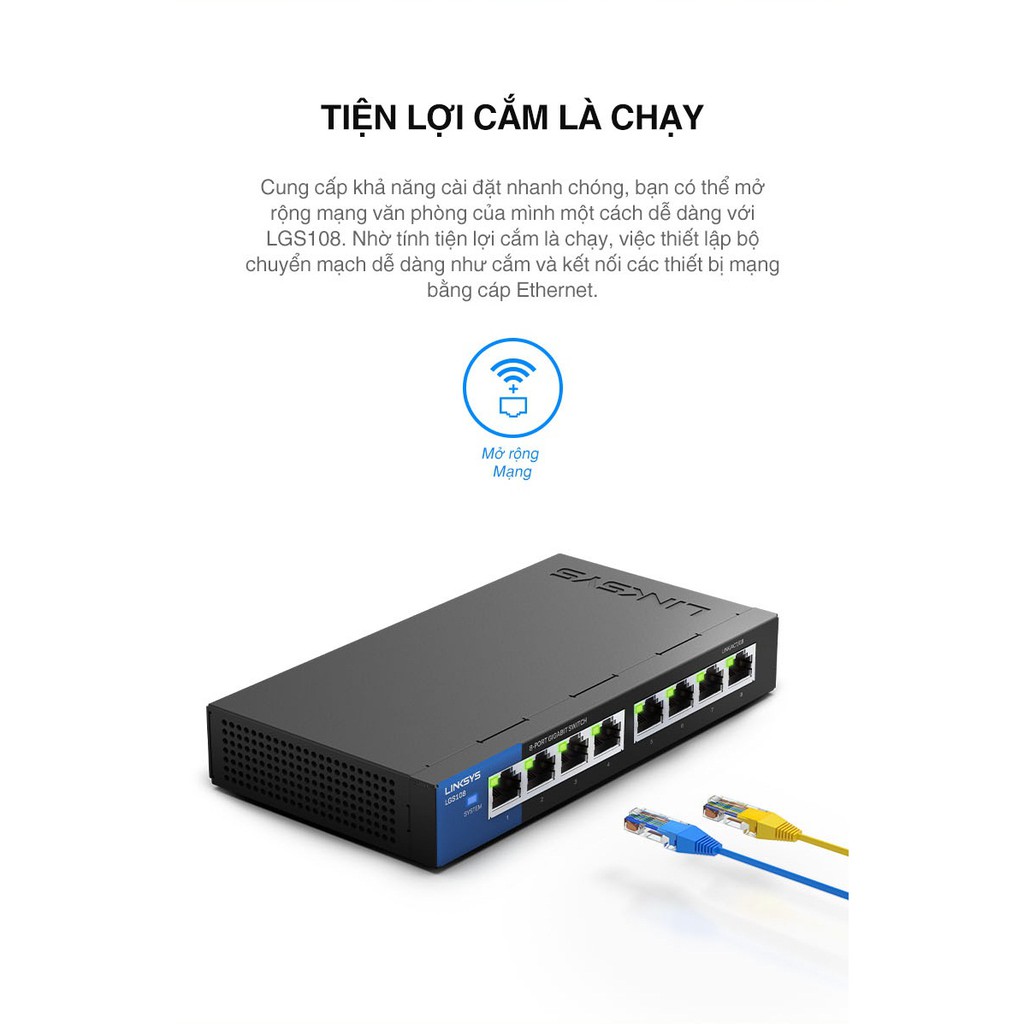 Thiết Bị Chia Mạng Linksys Switch LGS108-AP Unmanaged 8-Port Business Gigabit