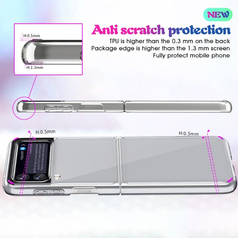 Ốp điện thoại tpu trong suốt chống sốc tích hợp sạc không dây đa năng cho Samsung Galaxy Z Flip 3