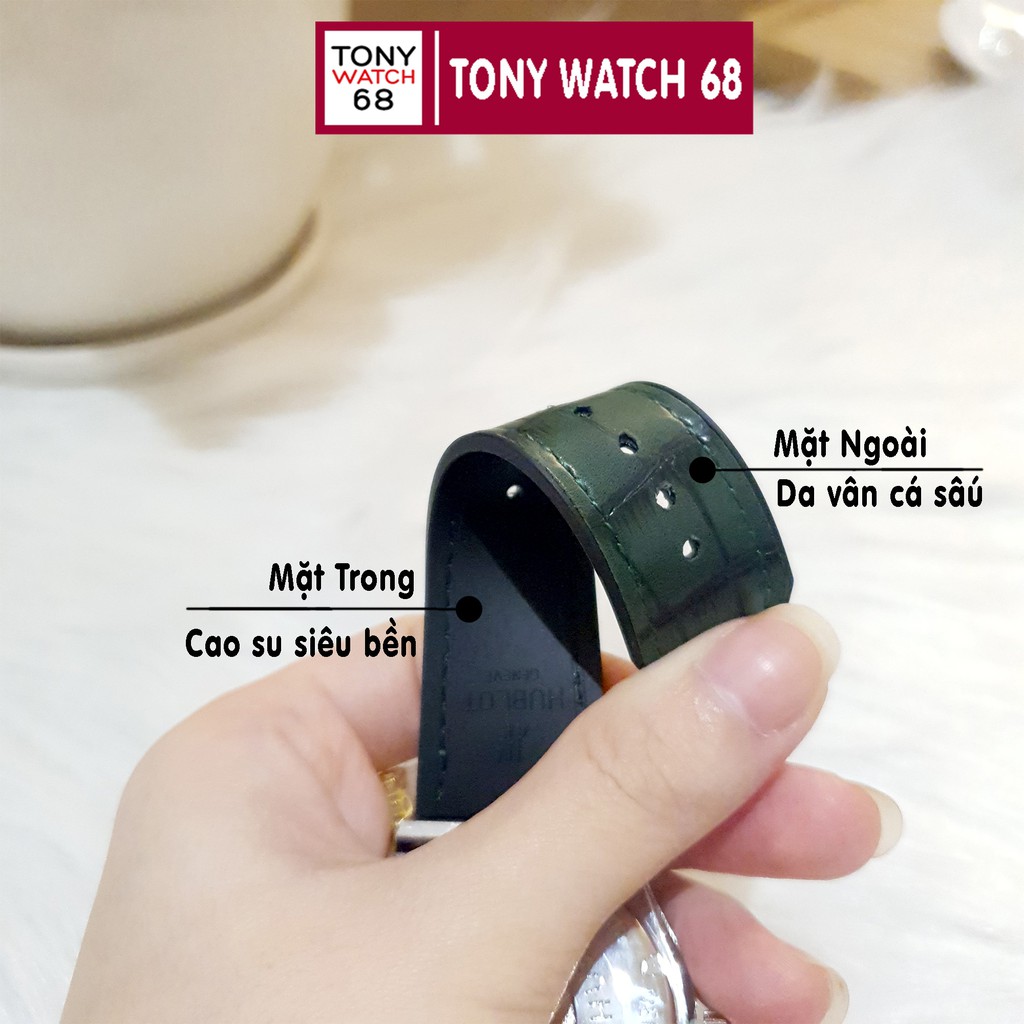 Đồng hồ nam Geneva dây cao su bọc da đính đá khóa thông minh chống nước | BigBuy360 - bigbuy360.vn