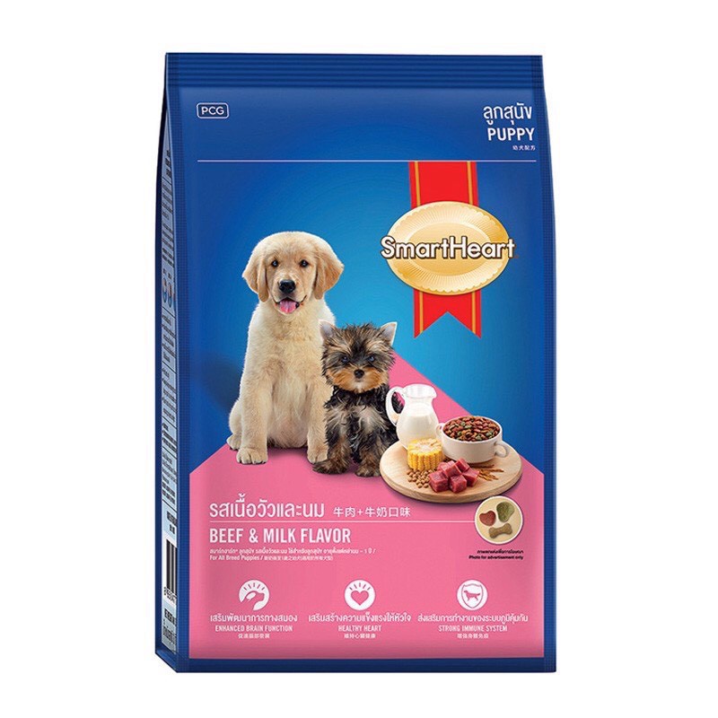 Thức ăn cho chó Smartheart chó con dạng hạt Puppy 400g Vị Bò Và Sữa - ZIPPOPETSHOP