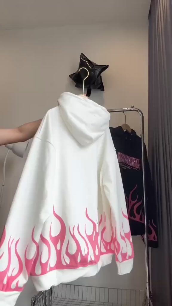 Áo hoodies unisex Begoberg form rộng in họa tiết lửa chất liệu nỉ chần bông ấm áp M15 | BigBuy360 - bigbuy360.vn