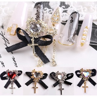 Nơ đá tim ruy băng đính móng CN01