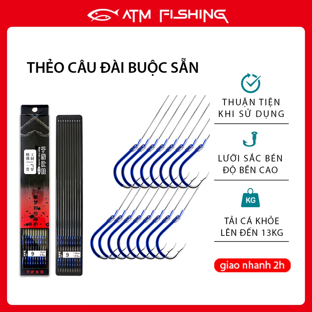 Thẻo Câu Đài Buộc Sẵn Carbon Gw Cao Cấp, Lưỡi Sắc Bén, Tải Cá Lớn