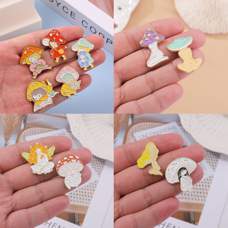 Set 20 Ghim Cài Ba Lô Tráng Men Hình Nấm Cho Bạn Bè