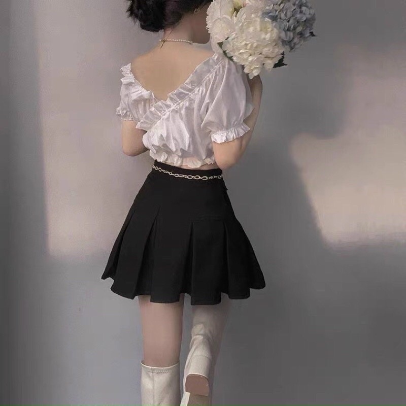 Áo Croptop Voan Đắp Chéo Phối Ren ( Kèm hình thật )