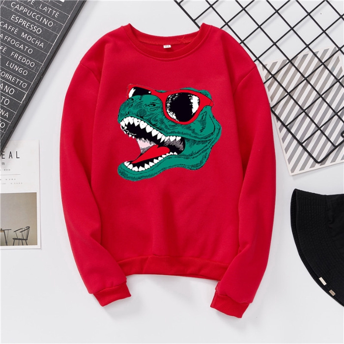 Top / T-Shirt / Women's clothes,Dinosaur,Crew Neck,Long Sleeve,Polyester,White,Gray,Black,Red,Pink,Size S-3XL 【lyfs】 | BigBuy360 - bigbuy360.vn