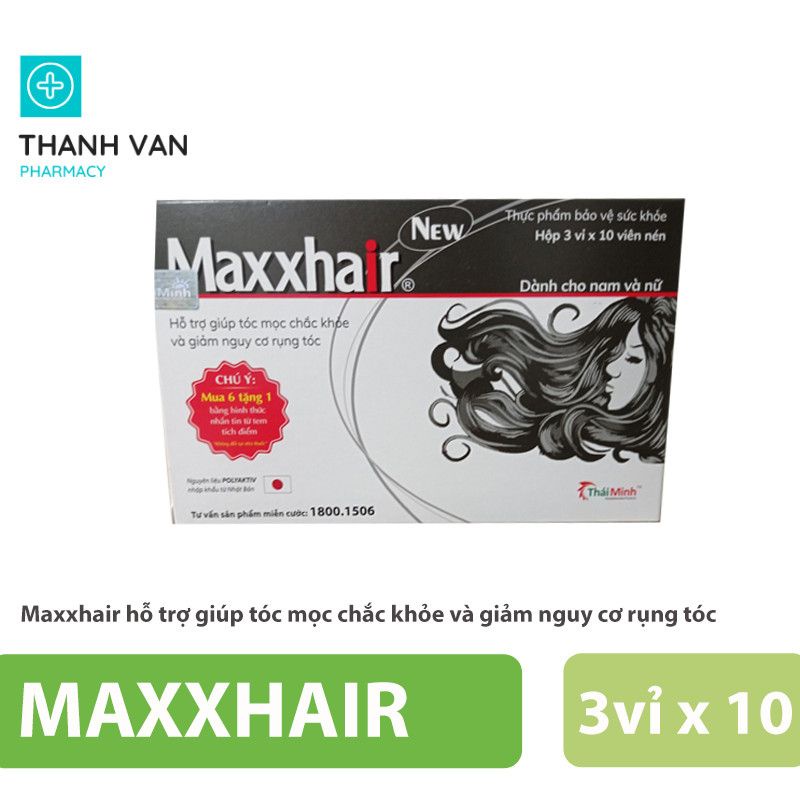 [6 TẶNG 1] MAXXHAIR - Mọc tóc, giúp giảm rụng tóc, kích thích tóc mọc nhanh, chắc khỏe, suôn mượt, bóng đẹp Maxhair